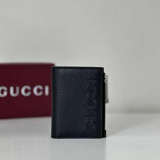 Gucci Wallet Black Litchi Grain 835076