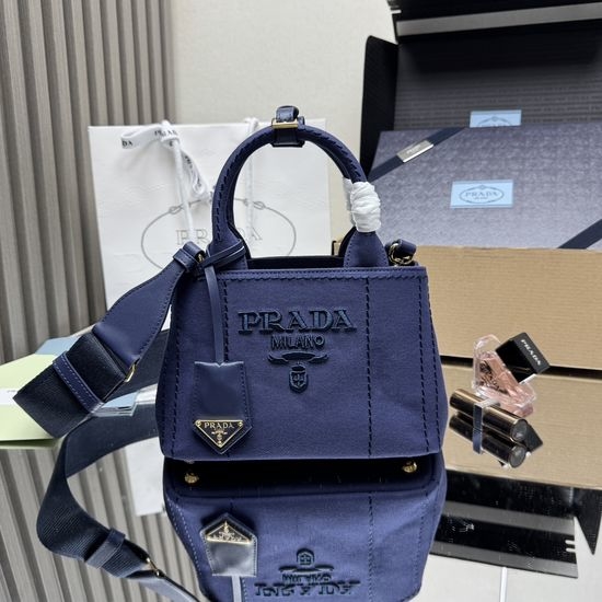 Prada Garden Linen Canvas Mini Tote 1BA038