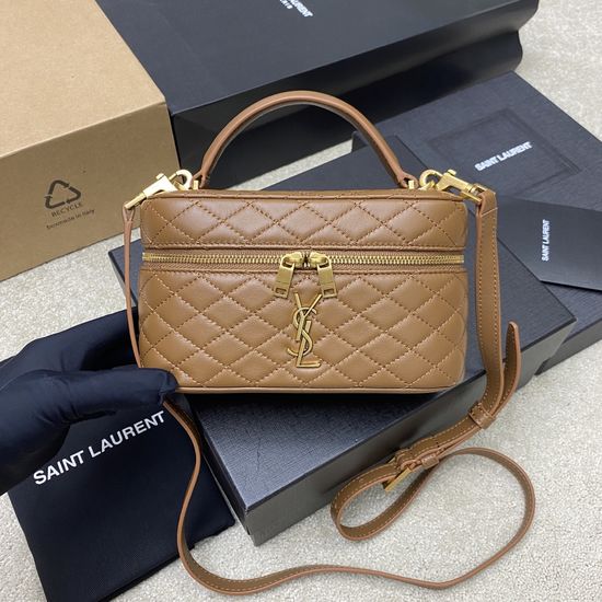 Yves Saint Laurent Clutch Bag Brown Lambskin 766731