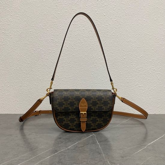 Celine Folco Saddle Bag Classic Printed Leather 122652
