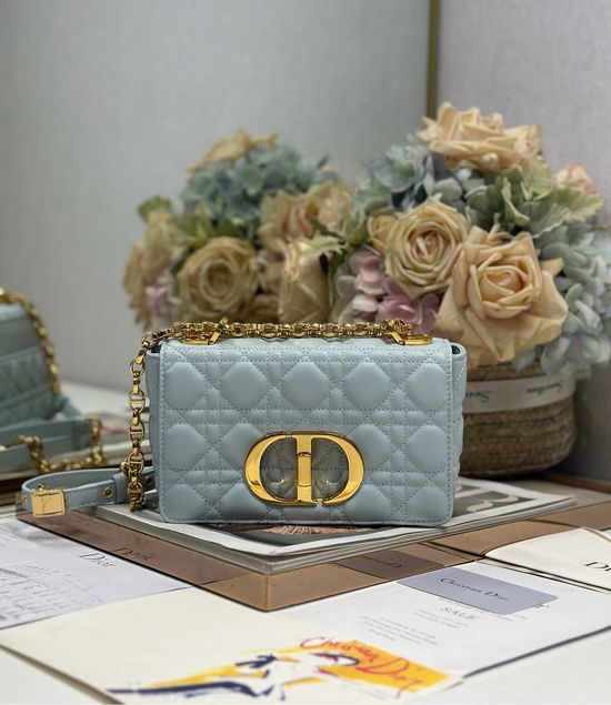 Christian Dior Caro Small Quilted Handbag Light Blue 1200