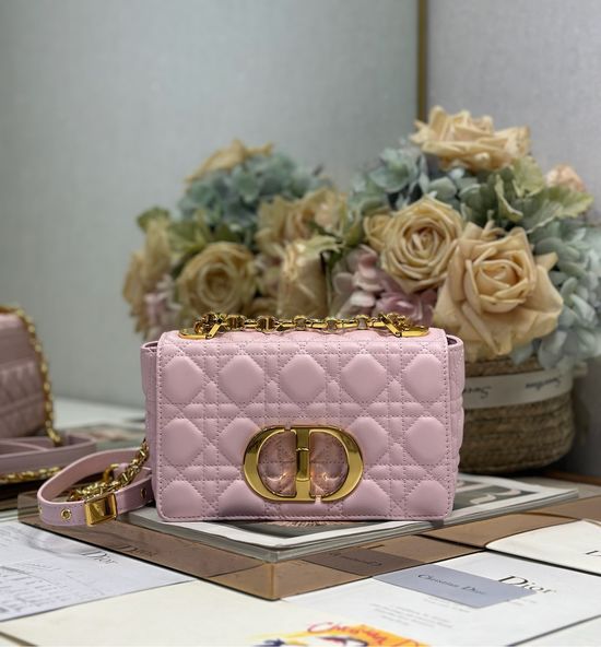 Christian Dior Caro Small Quilted Handbag Light Pink 1200