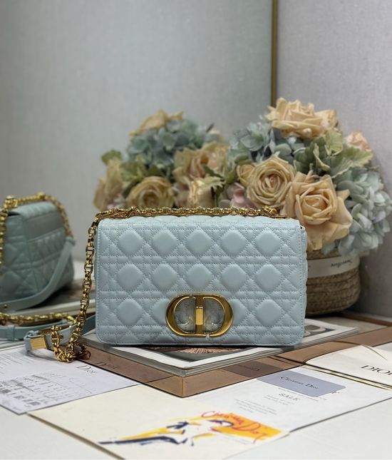 Christian Dior Caro Cannage Handbag Light Blue 1200