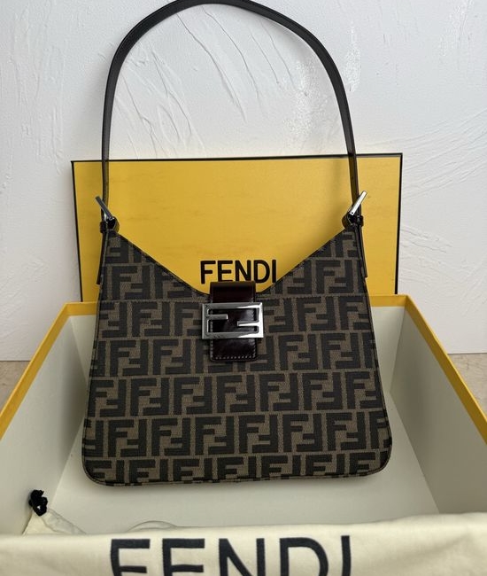 Fendi Vintage FF Silver Buckle Shoulder Bag 3313