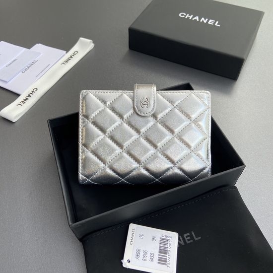 Chanel Passport Holder Quilted Leather Silver Hardware 96066