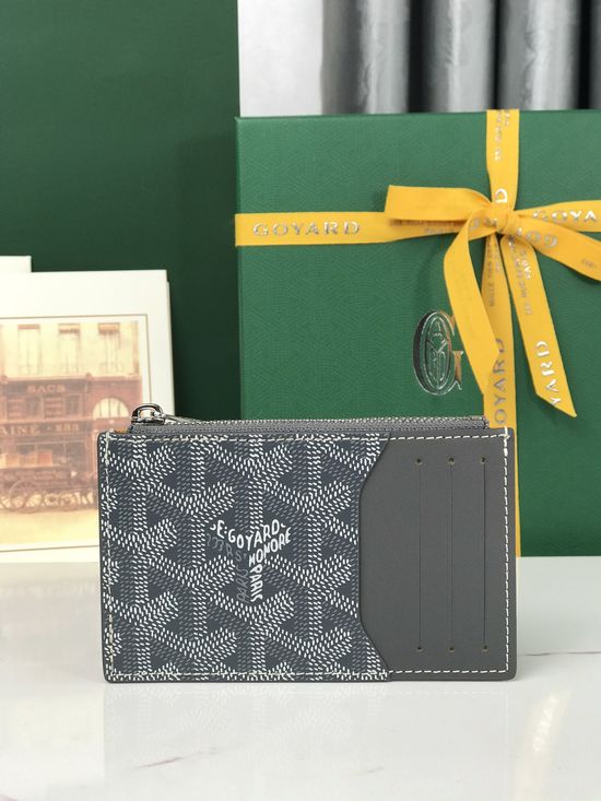 Goyard Bourbon Canvas Leather Zip Card Holder 020244