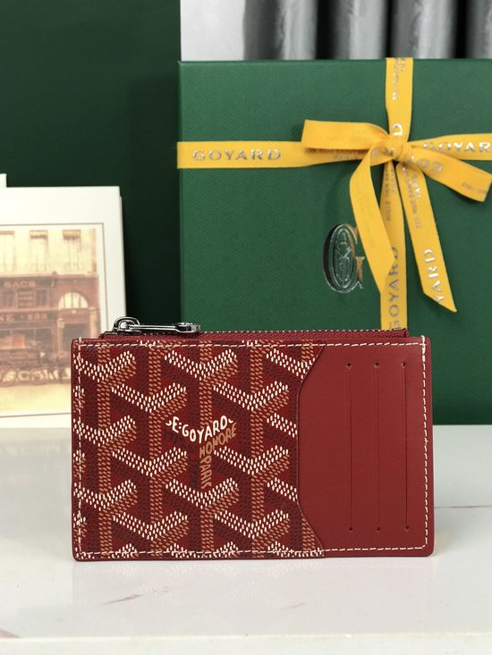 Goyard Bourbon Canvas Leather Zip Card Holder 020244