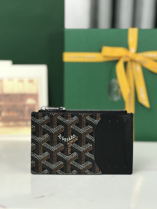 Goyard Bourbon Canvas Leather Zip Card Holder 020244