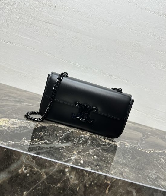 Celine TRIOMPHE CANVAS Grained Calfskin Chain Shoulder Bag 197993