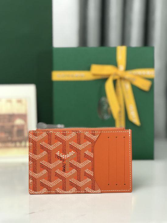 Goyard Bourbon Canvas Leather Zip Card Holder 020244