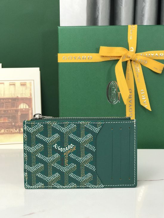 Goyard Bourbon Canvas Leather Zip Card Holder 020244
