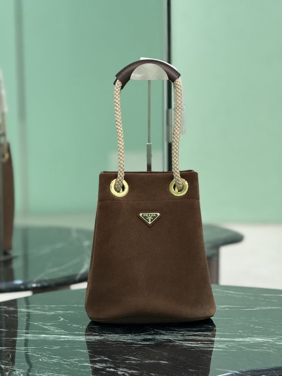 Prada Re-Nylon Bucket Bag Suede Leather 1BE082