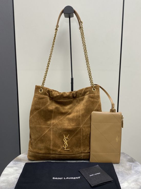 Yves Saint Laurent Pochon Matte Brown Leather Bucket Bag 781666