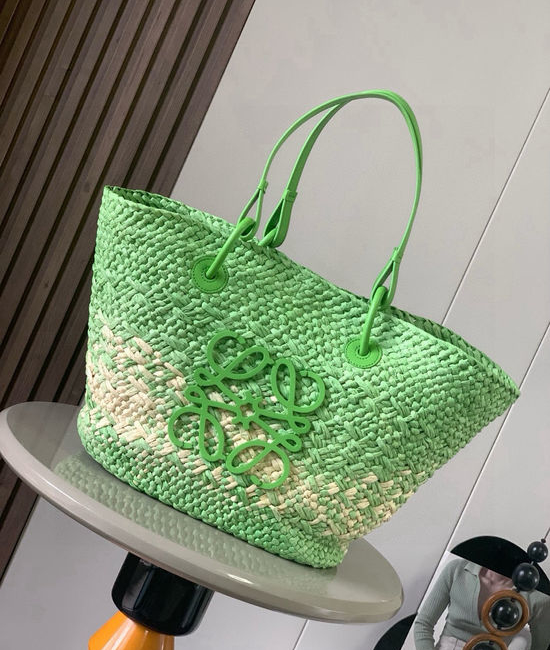 Loewe Anagram Basket Palm Fiber Leather Tote 8008