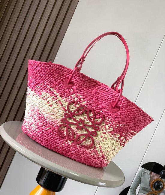 Loewe Anagram Basket Palm Fiber Leather Tote 8008