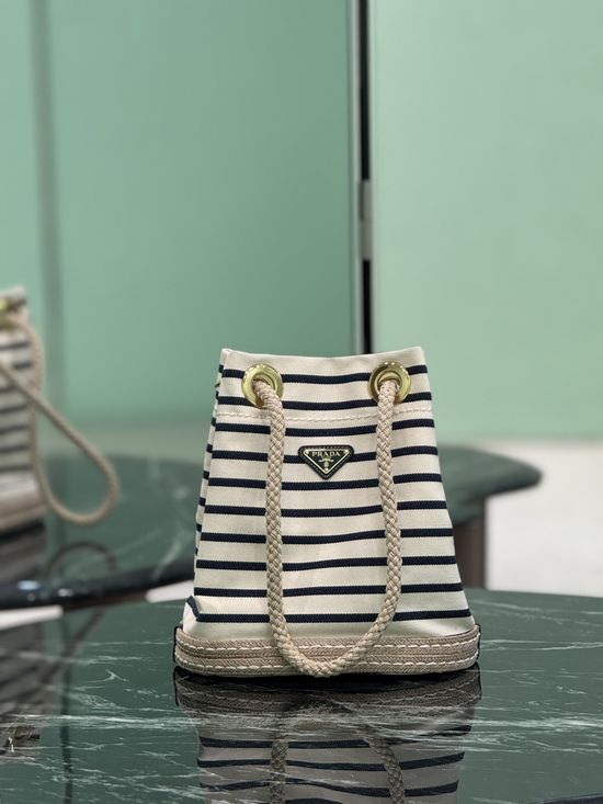 Prada Nautical Striped Bucket Bag 1BE082