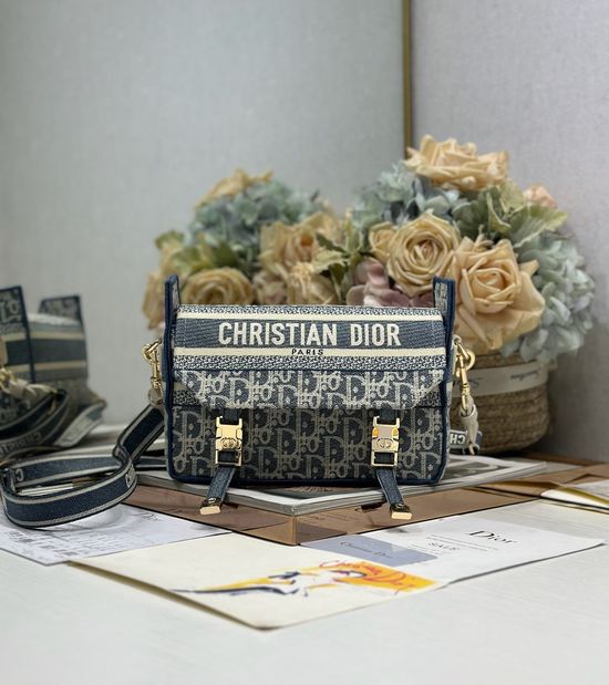Christian Dior Oblique Print Messenger Bag with CD Buckle 4191