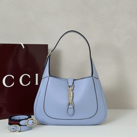 Gucci Shoulder Bag Light Blue Litchi Leather 810232