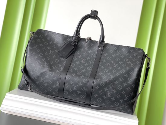 Louis Vuitton KEEPALL Black Monogram Travel Bag M40605