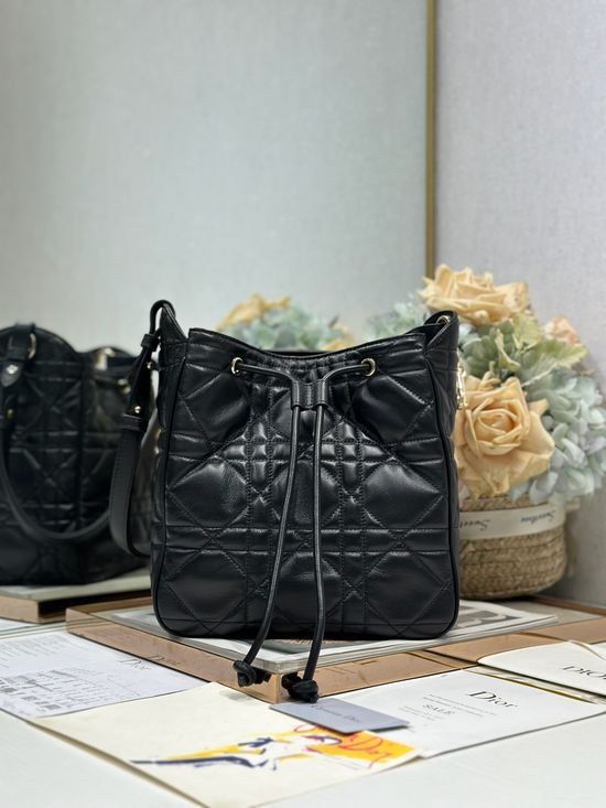 Christian Dior D-Motion Medium Black Lambskin Handbag 2852