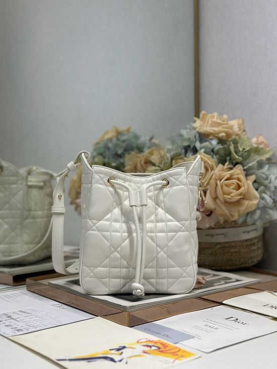 Christian Dior D-Motion Small White Lambskin Handbag 2851