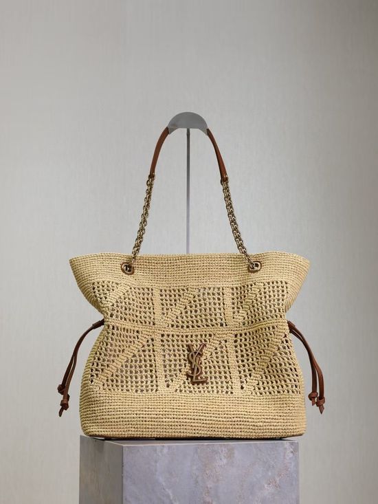 Yves Saint Laurent Jamie Raffia Shopping Tote Bag 809824