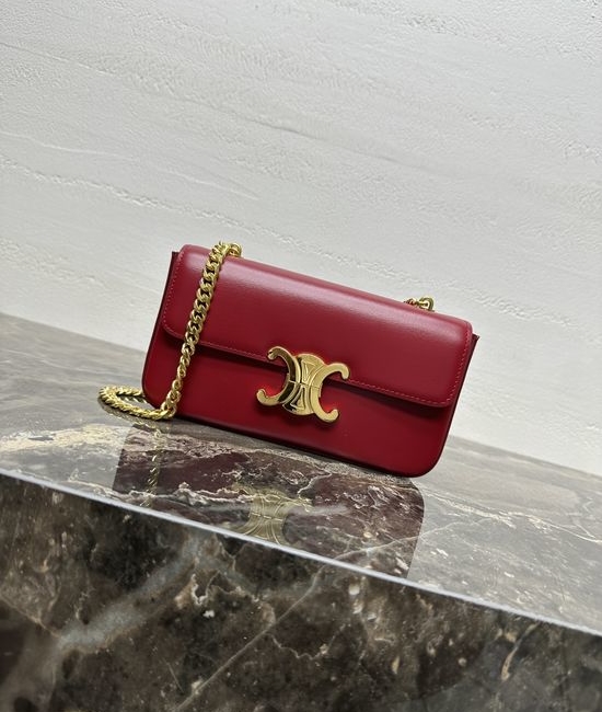 Celine TRIOMPHE CANVAS Grained Calfskin Chain Shoulder Bag 197993