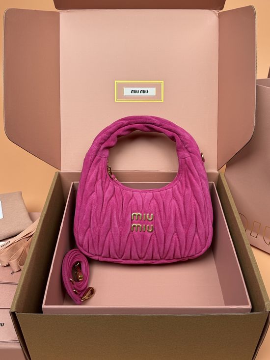 Miu Miu Wander Matelasse Suede Hobo Bag 5BC125