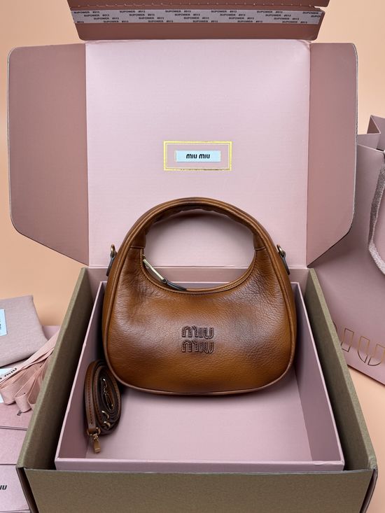 Miu Miu Wander Hobo Leather Bag Classic Brown 5BC125