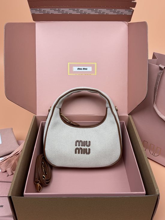 Miu Miu Wander Canvas Hobo Handbag 5BC125