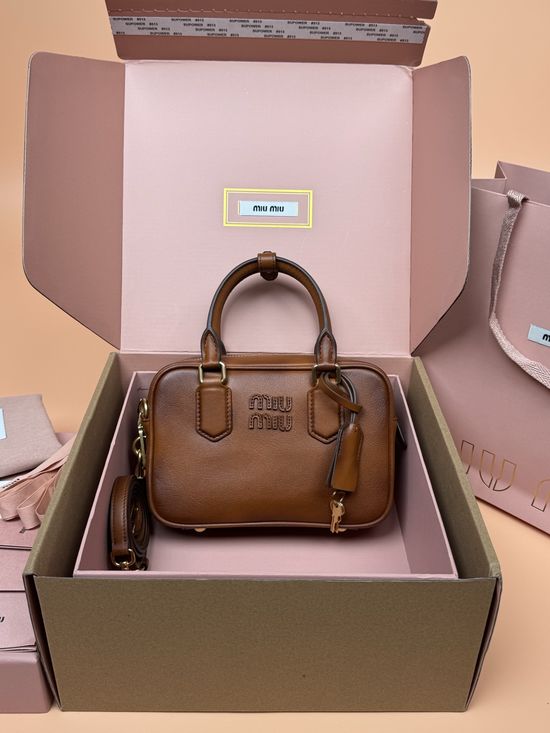 Miu Miu Arcadie Small Leather Bowling Bag 5BB123