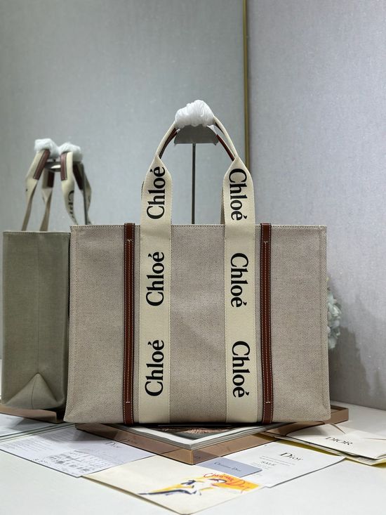 Chloe Woody Tote Bag Brown Large 6691