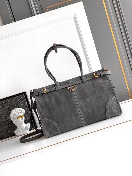 Prada Handbag Nubuck Leather Adjustable Shoulder Strap 1BA433