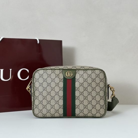 Gucci Handbag Brown Green Leather 834468