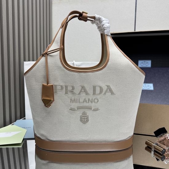 Prada Linen Canvas Top Handle Bag 1BG472