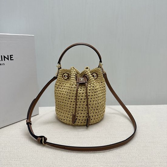 Celine Teen Clara Woven Leather Trim Bag 122622