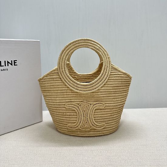 Celine Raffia Woven Basket Tote Bag 121922