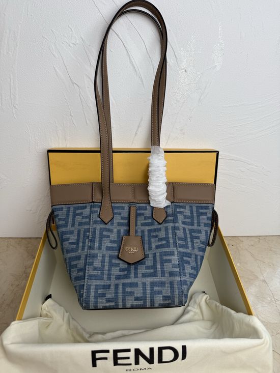 Fendi Origami Classic Gray Canvas Convertible Bag 8092