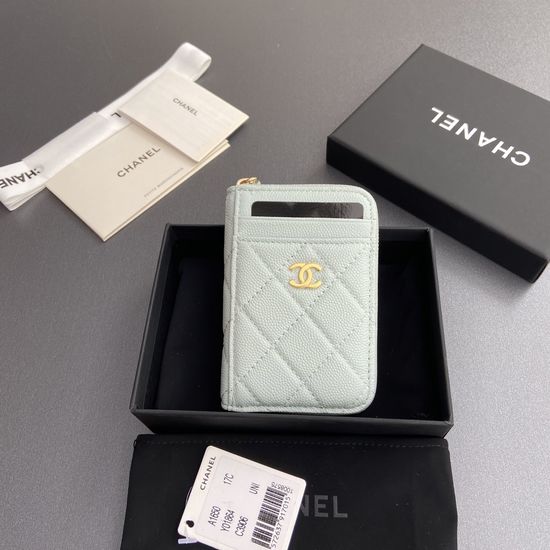 Chanel Zipper Card Holder Caviar Leather 1650