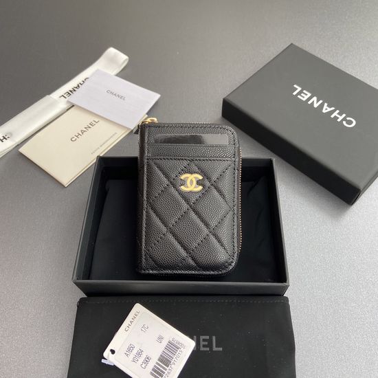 Chanel Caviar Leather Zipper Card Holder 1650