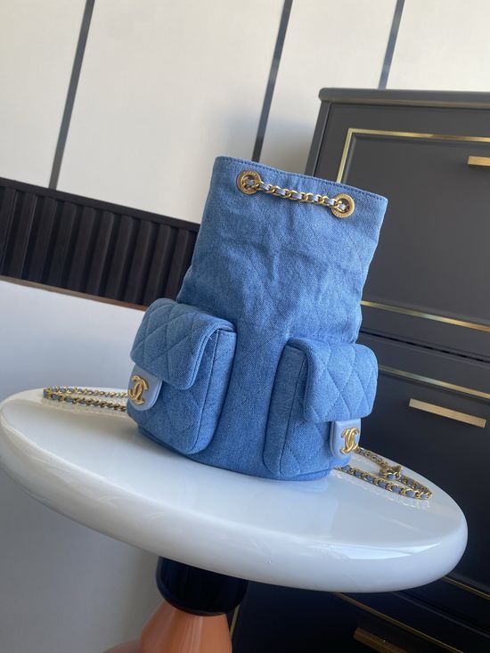 Chanel Denim Chain Strap Convertible Backpack AS5310