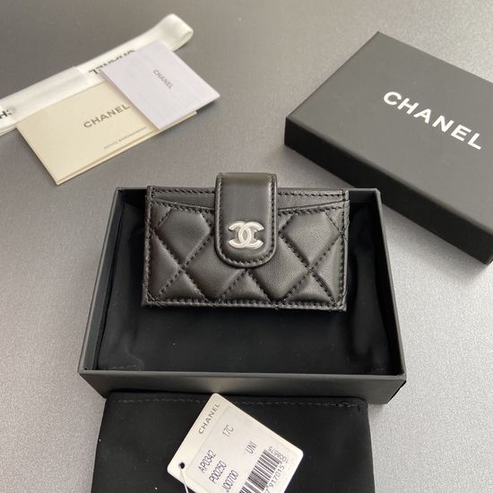 Chanel Black Lambskin Card Holder 0342