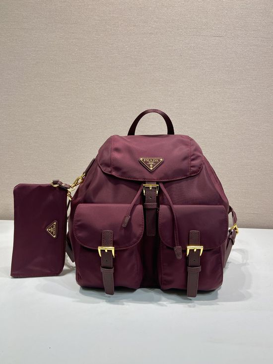 Prada Nylon Backpack Leather Trim 1BZ811