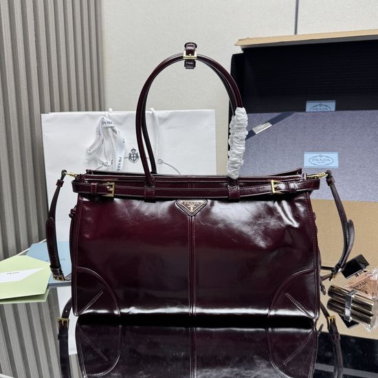 Prada LusSolf Patent Leather Handbag 1BA433