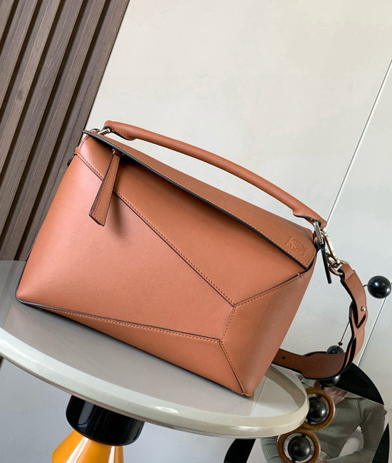 Loewe Puzzle Brown Grain Leather Handbag 9312