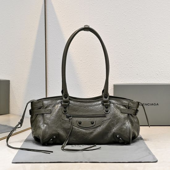 Balenciaga Olive Green Motorcycle Shoulder Bag 9935