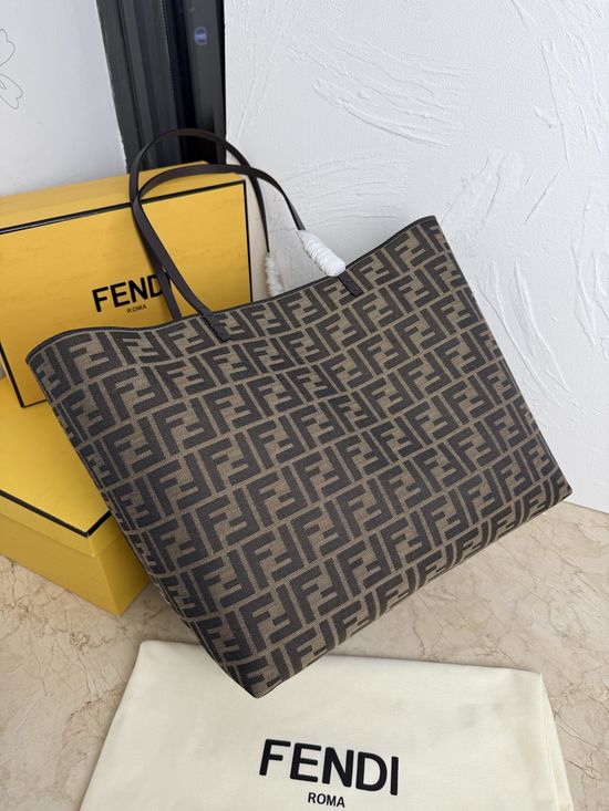 Fendi Pequin Stripe FF Jacquard Shopping Tote 3680