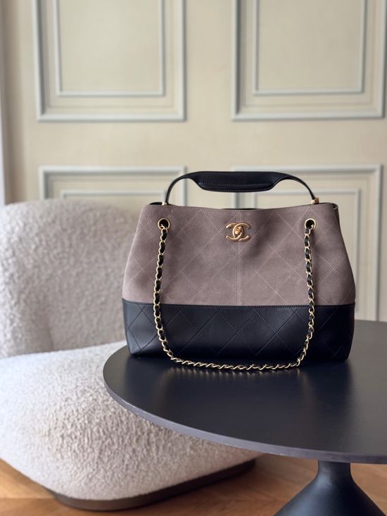Chanel Suede Quilted Crossbody Bag AS5634