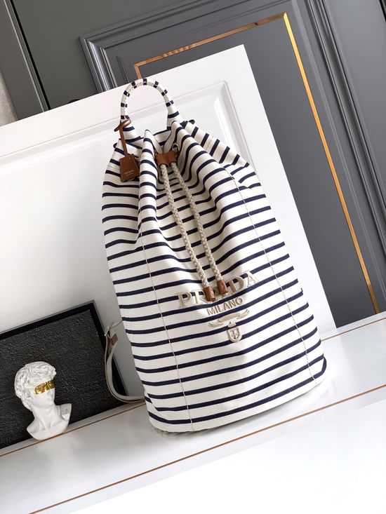 Prada Striped Drawstring Travel Bag 2VY011