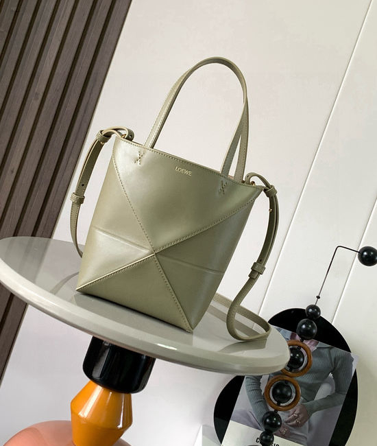 Loewe Puzzle Fold Mini Leather Tote Bag 9030